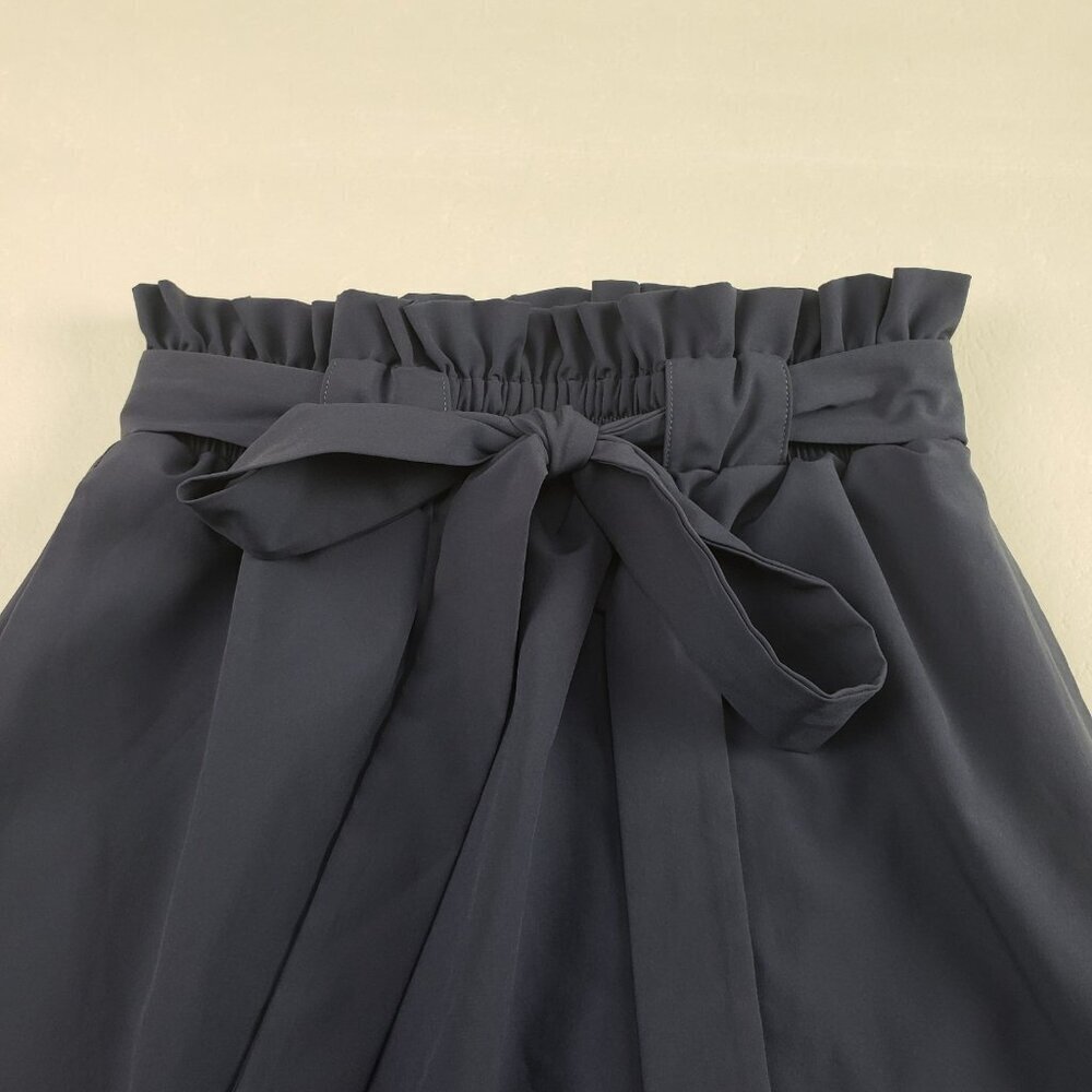 Albion Belted Bow Skirt Womens XS Blue Side Zipper Knee Length Nylon Blend - Picture 5 of 10